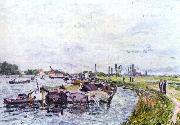 Alfred Sisley, Frachtkahne bei Saint-Mammes